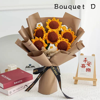 Crochet Sunflowers,Set of 6,Handmade knitted Flowers,Knitted Sunflower,Sunflower Bouquet,Crocheted Flowers,Home Decor