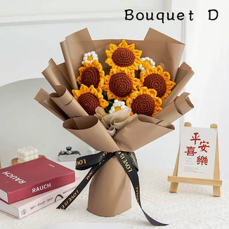 Crochet Sunflowers,Set of 6,Handmade knitted Flowers,Knitted Sunflower,Sunflower Bouquet,Crocheted Flowers,Home Decor