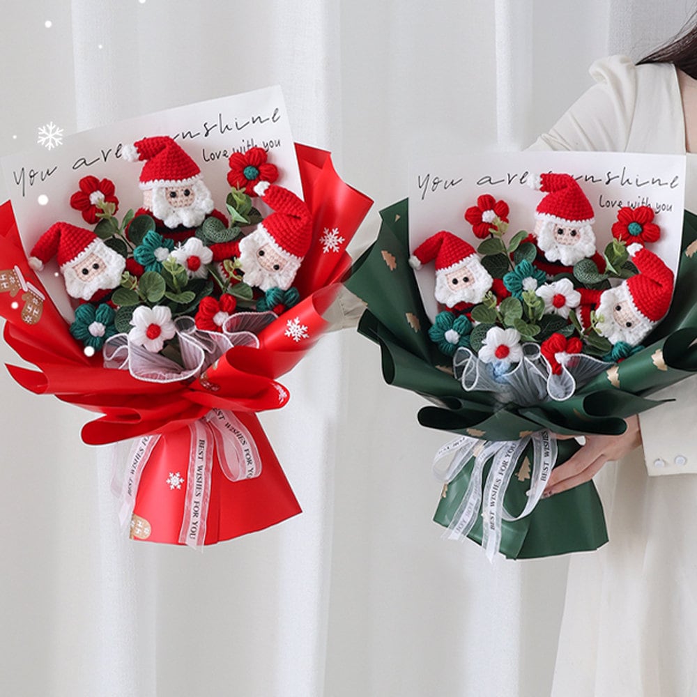 Santa Claus Bouquet,Christmas Gifts,Crochet Flowers,Office Decor,Home Decor,Gifts for Her