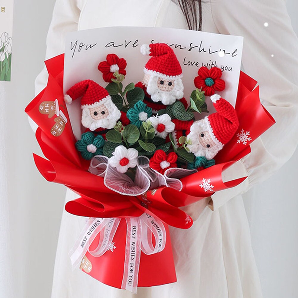 Santa Claus Bouquet,Christmas Gifts,Crochet Flowers,Office Decor,Home Decor,Gifts for Her