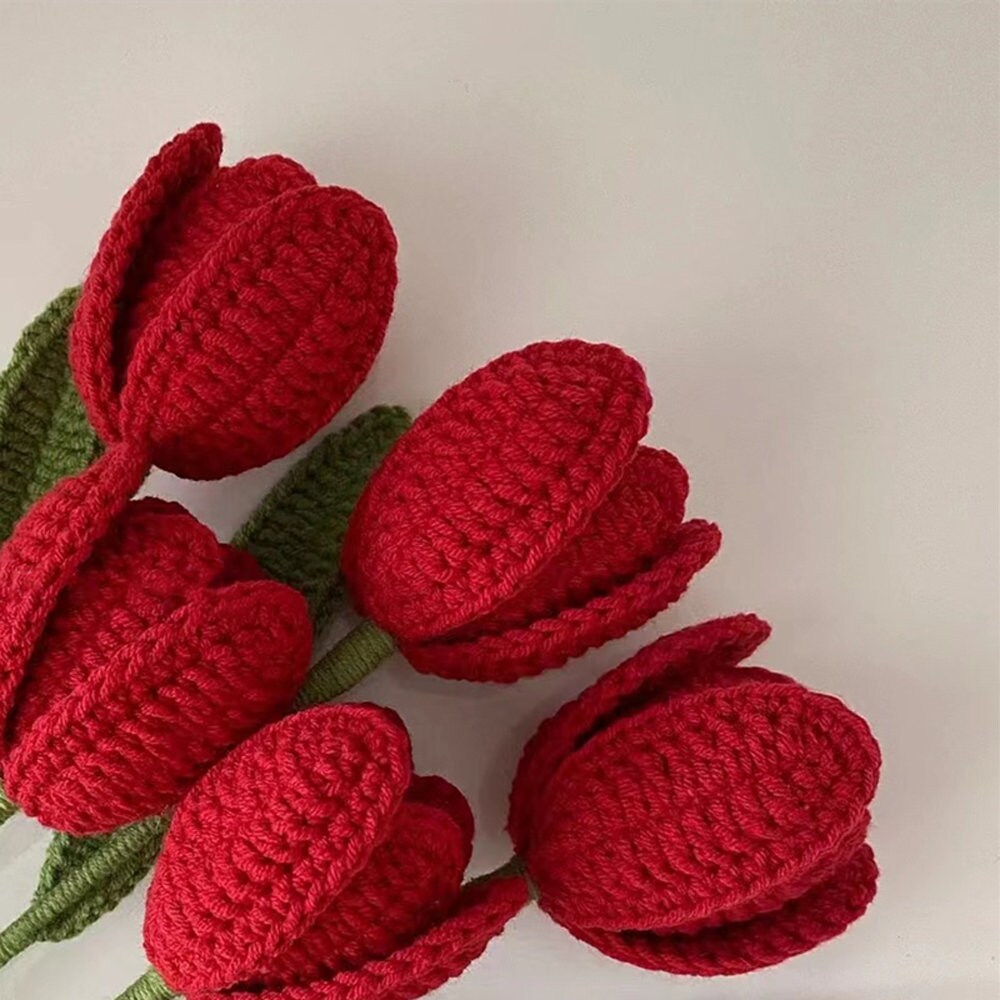 Crochet flower tulip decoration cute bouquet of flowers anniversary bouquet gift for her