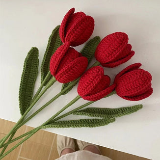 Crochet flower tulip decoration cute bouquet of flowers anniversary bouquet gift for her