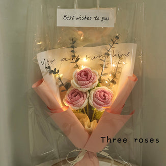 Crochet pink color roses bouquet with beautiful package , personalized gift for mom, friends, home decor
