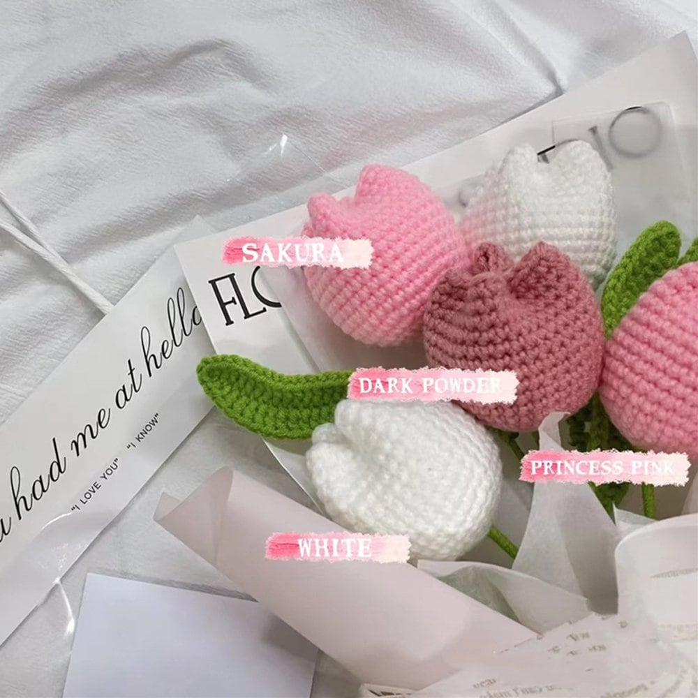 Crochet Tulip, Set of 6, Handmade knitted Flowers, Knitted Tulip, Tulip Bouquet, Crocheted Flowers Gift, Gift for Girlfriend, Mother Gift