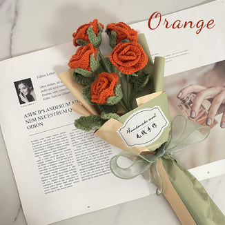 Crochet multi-head rose bouquet, beautifully packaged, personalized gift for mom, friend, home decor