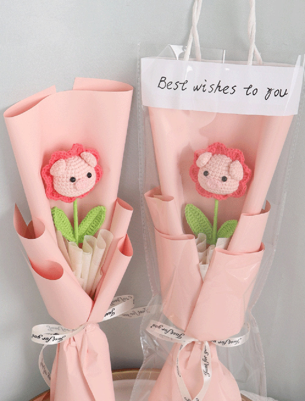 Crochet Pig Bouquets-Hand Knitted Bouquets-Flower Gifts-Gifts for Her