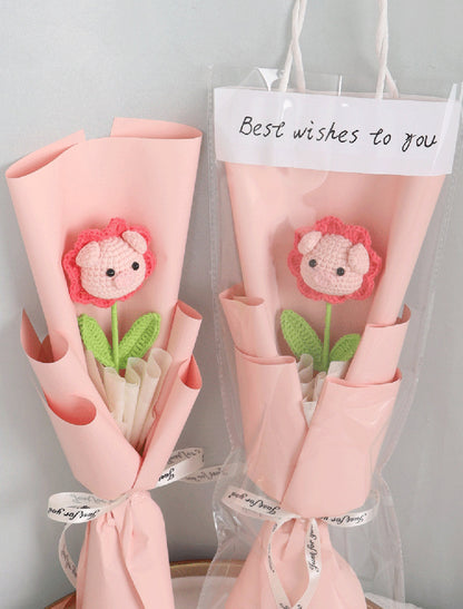 Crochet Pig Bouquets-Hand Knitted Bouquets-Flower Gifts-Gifts for Her