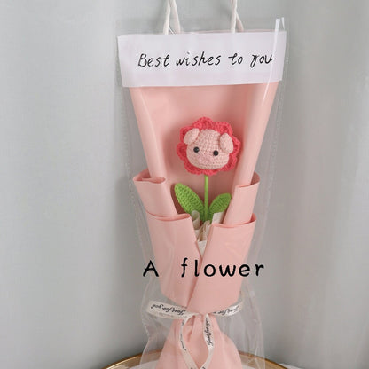 Crochet Pig Bouquets-Hand Knitted Bouquets-Flower Gifts-Gifts for Her