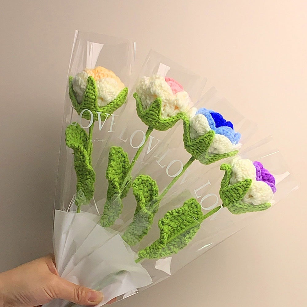 Crochet rose bouquet, handmade crochet artificial flowers, beautifully packaged, personalized gift for mom, friend, home decor