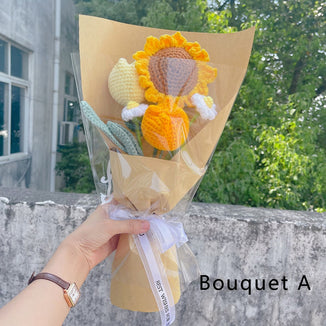Crochet Sunflower Bouquet - Handmade Knitted Sunflowers
