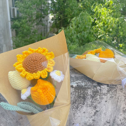 Crochet Sunflower Bouquet - Handmade Knitted Sunflowers