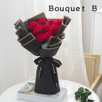 Handmade rose flowers, crochet flower, bouquet for friend, valentines day and mother day, handmade rose knitted flowers