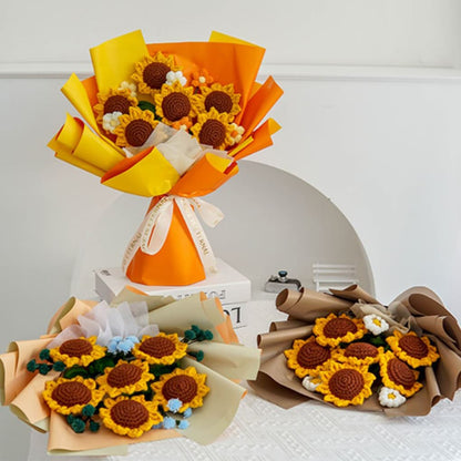 Crochet Sunflowers,Set of 6,Handmade knitted Flowers,Knitted Sunflower,Sunflower Bouquet,Crocheted Flowers,Home Decor