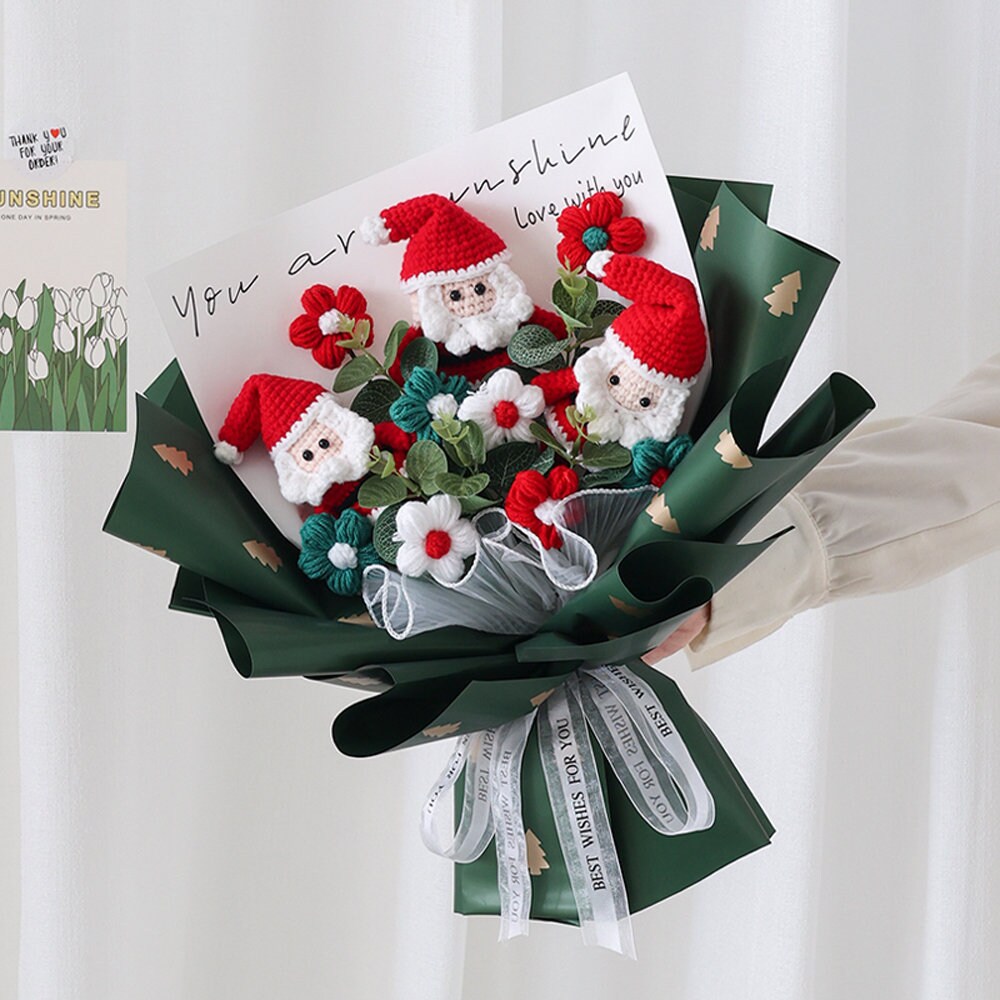 Santa Claus Bouquet,Christmas Gifts,Crochet Flowers,Office Decor,Home Decor,Gifts for Her