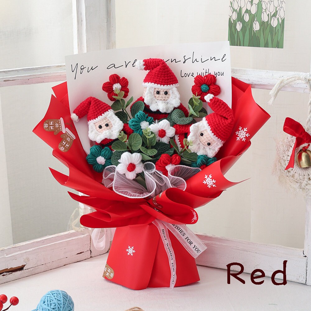Santa Claus Bouquet,Christmas Gifts,Crochet Flowers,Office Decor,Home Decor,Gifts for Her
