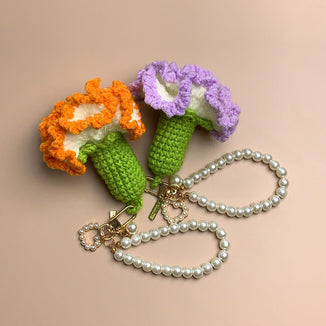 Crochet Keychain-Carnations-Crochet Flowers - Mini Carnations-Handmade