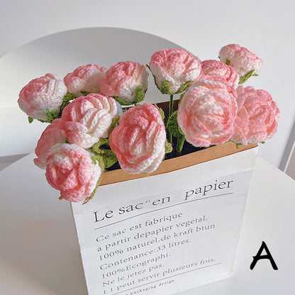 Crochet pink Rose Bouquet Beautifully Packaged Personalized Gift for Mom, Friends, Home Decor