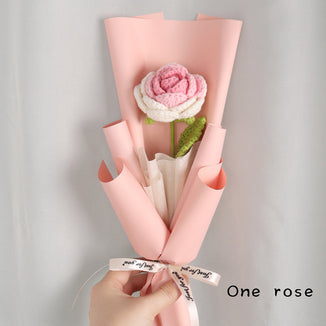 Crochet pink color roses bouquet with beautiful package , personalized gift for mom, friends, home decor