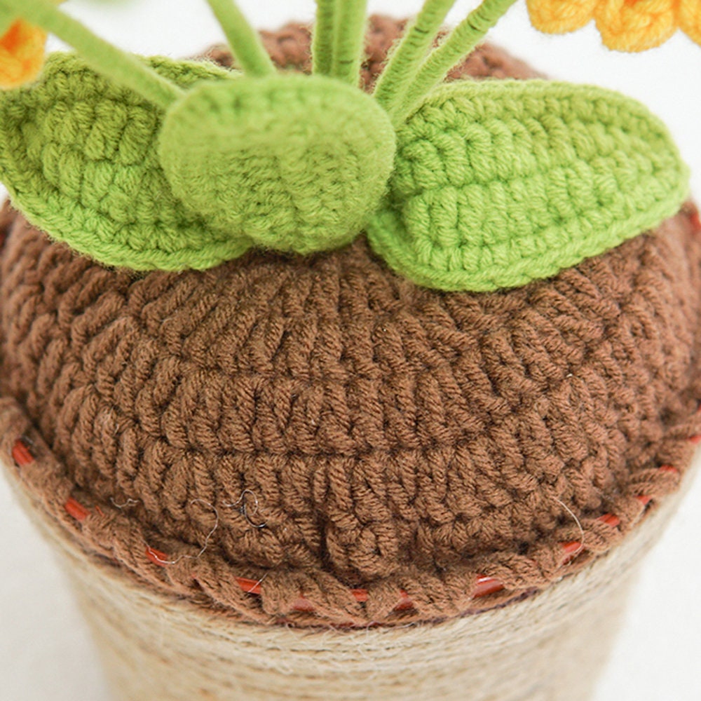 Crochet Sunflower, Smile Face Sunflower Ornaments,Sunflower Gift, Flower Home Decor, Sunflower potted, housewarming decor