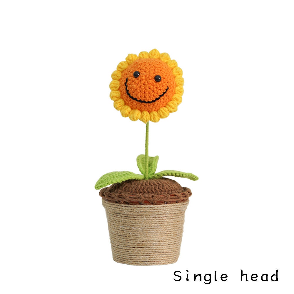 Crochet Sunflower, Smile Face Sunflower Ornaments,Sunflower Gift, Flower Home Decor, Sunflower potted, housewarming decor