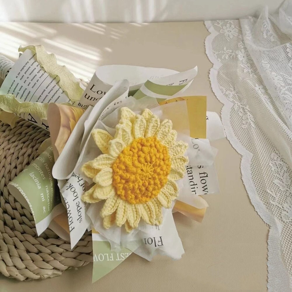 Crochet Sunflower Bouquet-Handmade Knitted Sunflowers-Gift for mom, friend, lover