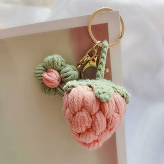 Crochet Keychain - Strawberry with Little Pearl -Handmade-Red strawberry and Pink strawberry