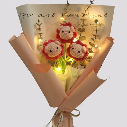 Crochet Pig Bouquets-Hand Knitted Bouquets-Flower Gifts-Gifts for Her
