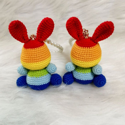 Crochet Keychain-Rabbit with Pearls-Handmade-Colorful Bunny-Crochet Doll-Pendant-Desktop Decoration,Amigurumi