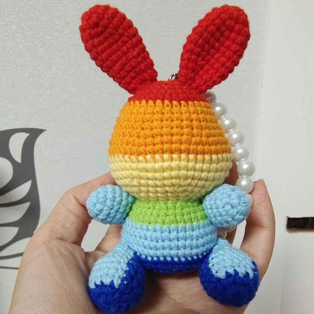 Crochet Keychain-Rabbit with Pearls-Handmade-Colorful Bunny-Crochet Doll-Pendant-Desktop Decoration,Amigurumi