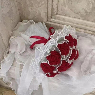 Crochet red color roses bouquet with beautiful package , personalized gift for mom, friends, home decor