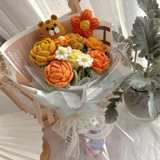 Crochet Bouquet, Tiger Roses Mix and Match Bouquet with Beautiful Packaging, Personalized Gift for Mom, Friends, Home Decor