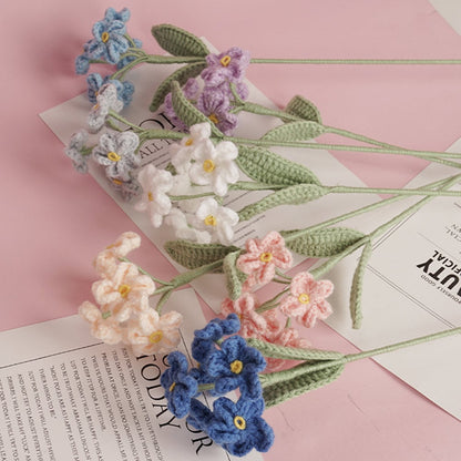 Crochet flowers, forget-me-not flower ornaments, A bunch of flower Anniversary bouquet Gift for her
