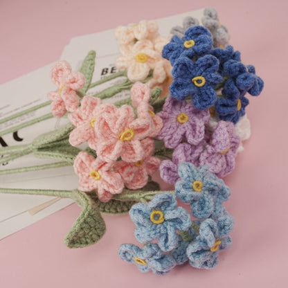 Crochet flowers, forget-me-not flower ornaments, A bunch of flower Anniversary bouquet Gift for her