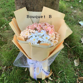 Crochet flowers, forget-me-not flower ornaments, A bunch of flower Anniversary bouquet Gift for her