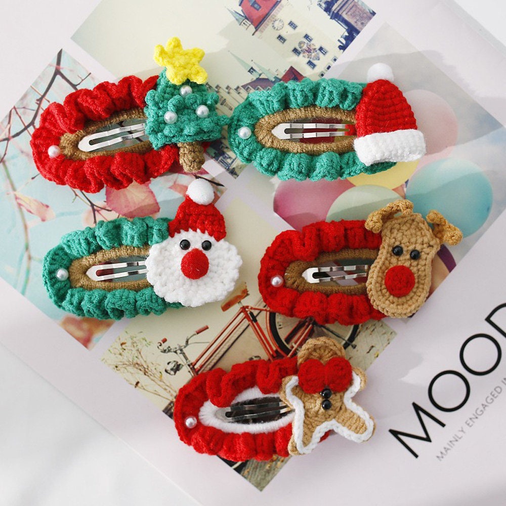 Crochet hair clip,Christmas hair clips,Crochet embroidery floral Knitted hair clips,Ladies hair clips,Hair accessory,Gift for her