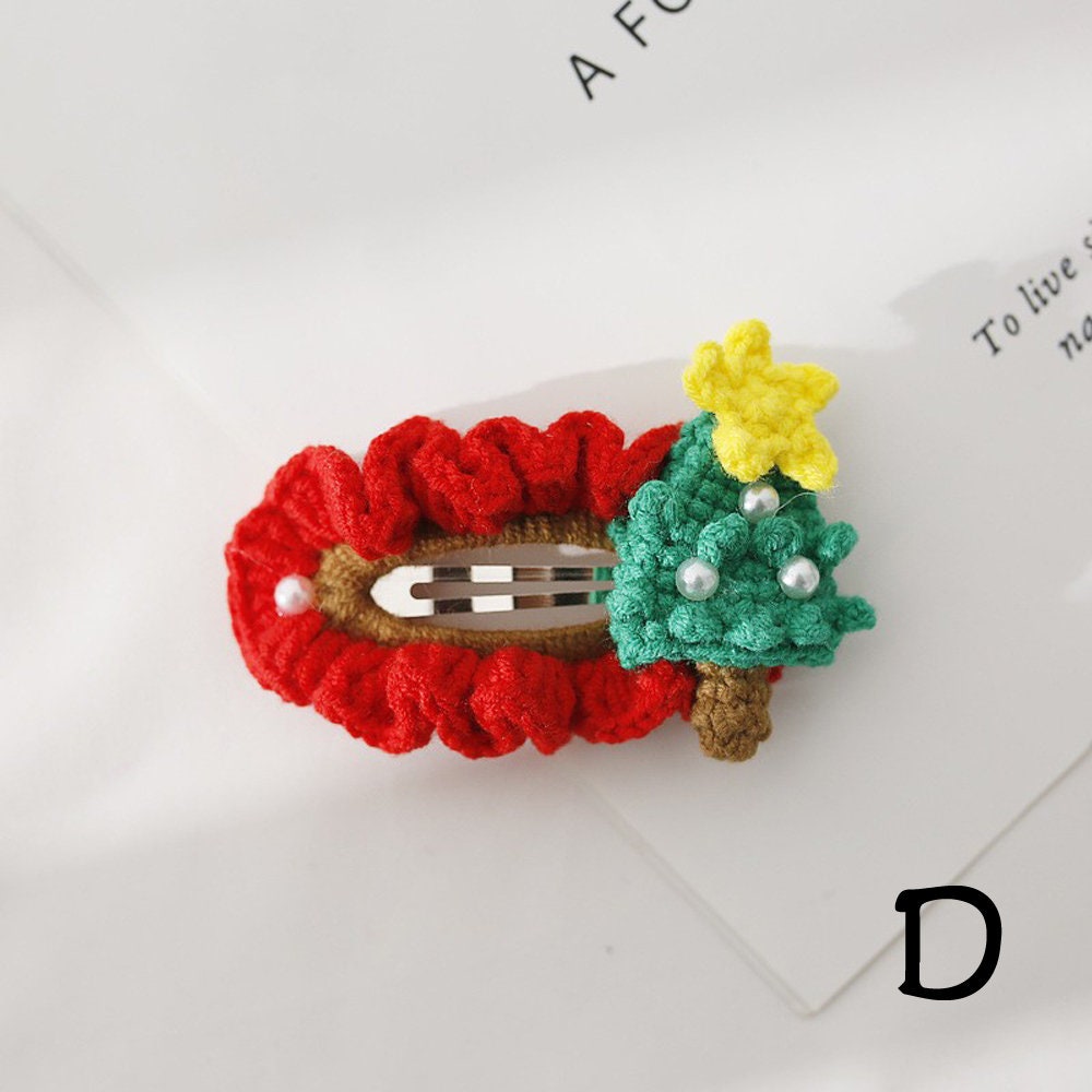 Crochet hair clip,Christmas hair clips,Crochet embroidery floral Knitted hair clips,Ladies hair clips,Hair accessory,Gift for her