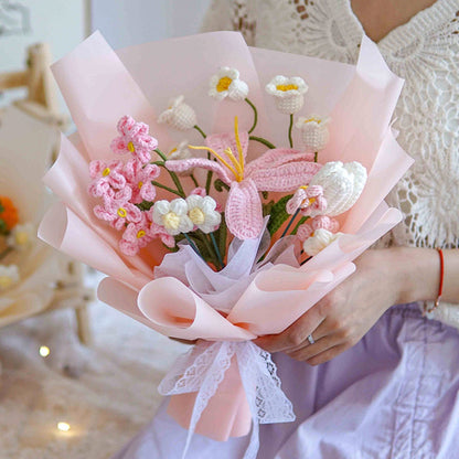 Handmade flowers bouquet, crochet flower bouquet, bouquet for friend, valentines day and mother day, handmade knitted Flowers