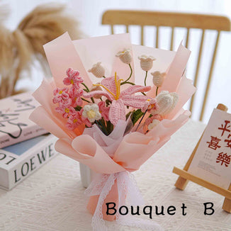 Handmade flowers bouquet, crochet flower bouquet, bouquet for friend, valentines day and mother day, handmade knitted Flowers