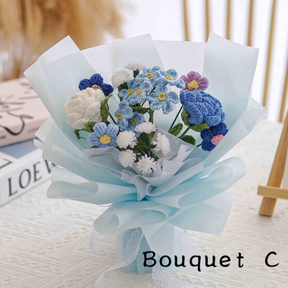 Handmade flowers bouquet, crochet flower bouquet, bouquet for friend, valentines day and mother day, handmade knitted Flowers