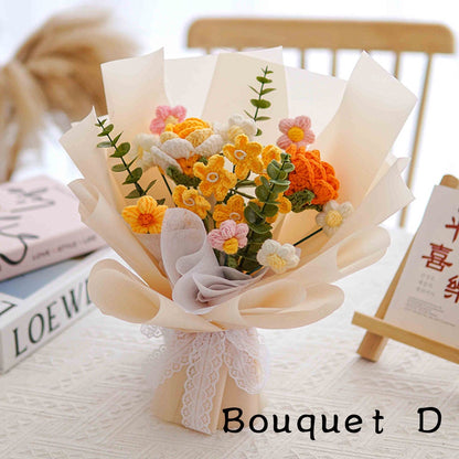 Handmade flowers bouquet, crochet flower bouquet, bouquet for friend, valentines day and mother day, handmade knitted Flowers