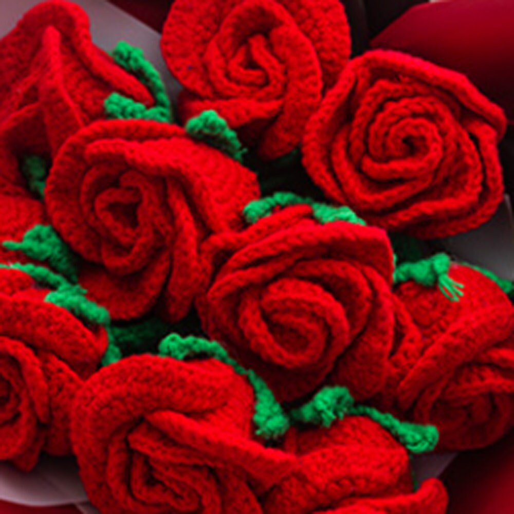 Handmade rose flowers, crochet flower, bouquet for friend, valentines day and mother day, handmade rose knitted flowers