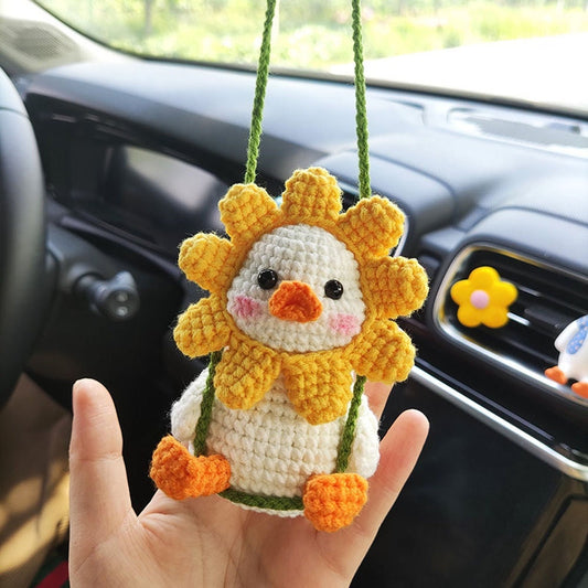 Handmade crochet-swing ducks-ducks on swings-car hanging accessories decorations-hand-woven hanging ornaments