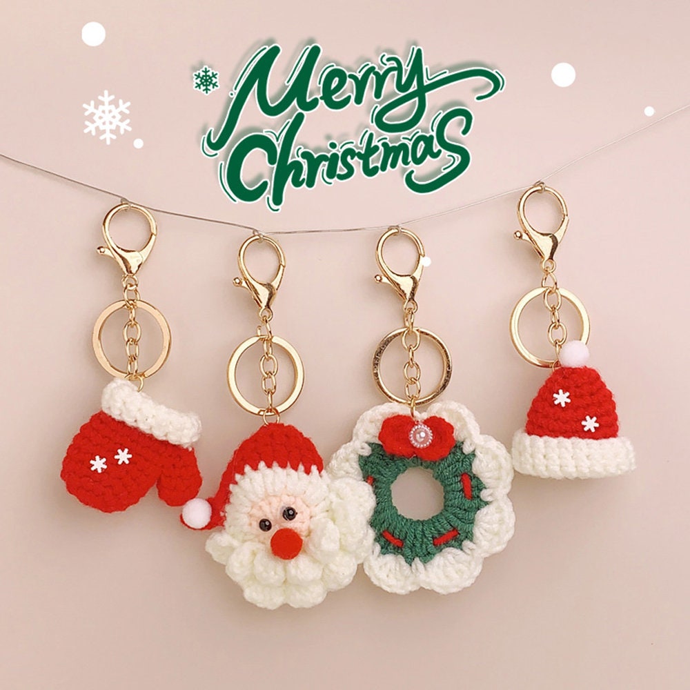 Crochet Keychain-Santa Claus Pattern, Christmas Ornament Crochet Patte ...