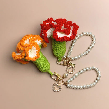 Crochet Keychain-Carnations-Crochet Flowers - Mini Carnations-Handmade