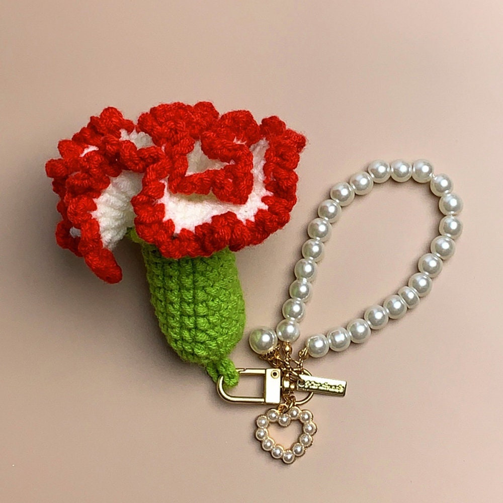 Crochet Keychain-Carnations-Crochet Flowers - Mini Carnations-Handmade