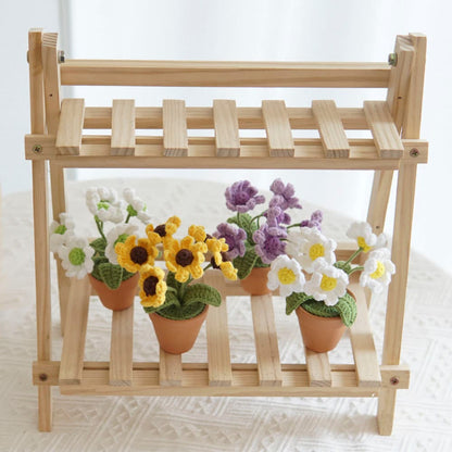 Mini Crochet Daisy Flower Pot, Finished Crochet Flowers Pot, Crocheted Plant Pot, Knitted Flowers, Home Decor, Gifts for Her,Hand Crochet