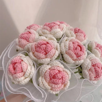 Crochet pink color roses bouquet with beautiful package , personalized gift for mom, friends, home decor,bridal bouquet