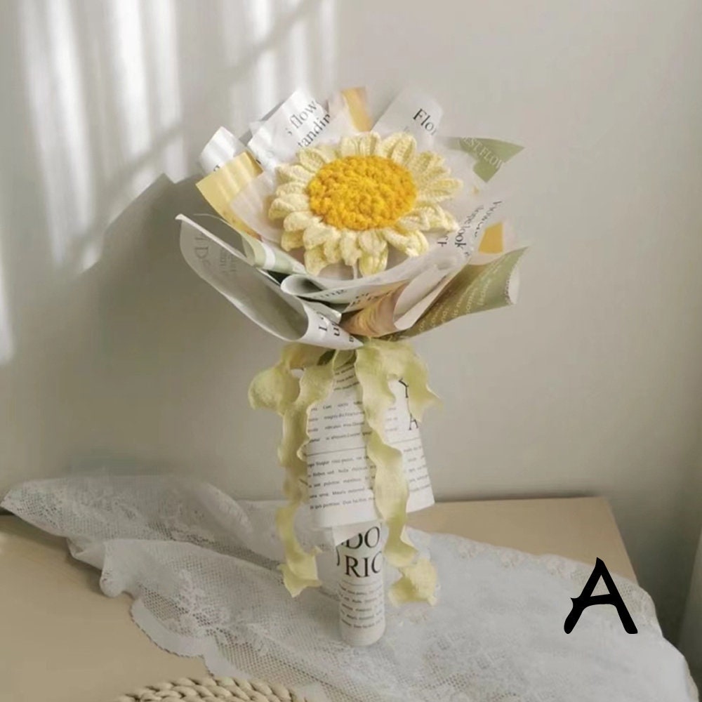 Crochet Sunflower Bouquet-Handmade Knitted Sunflowers-Gift for mom, friend, lover