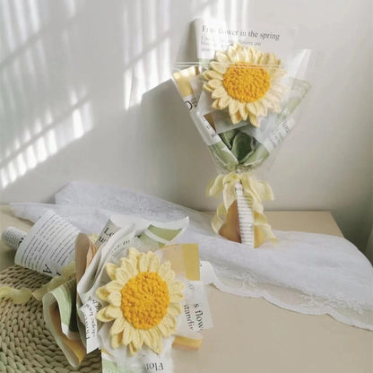 Crochet Sunflower Bouquet-Handmade Knitted Sunflowers-Gift for mom, friend, lover