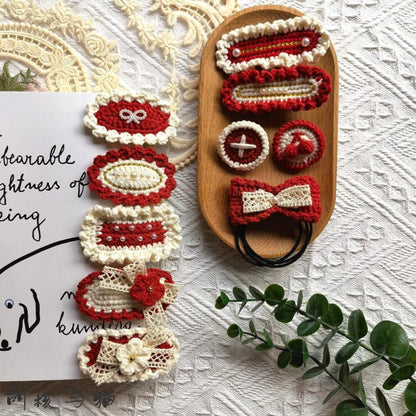 Crochet/Handmade Hair Clips/Two-Piece Hair Clips -Christmas- Gifts for Kids/Girls